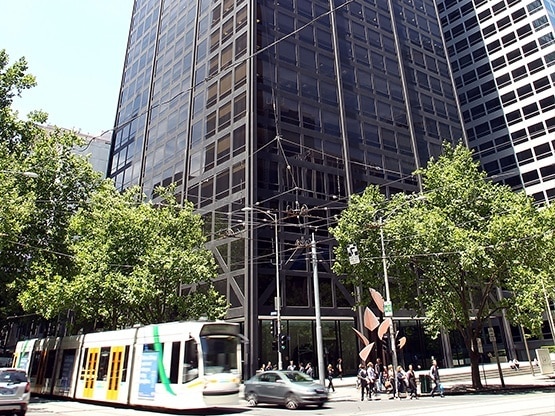 Base of building, corner of Bourke and William Street