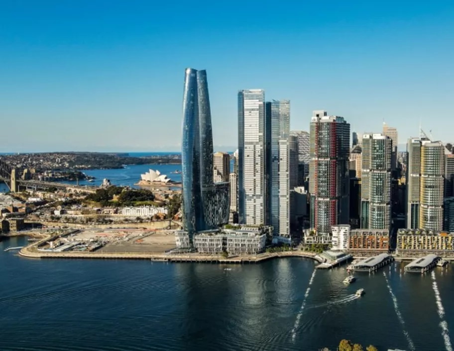 A-Grade Building outdoor and from a drone shot of Servcorp Barangaroo